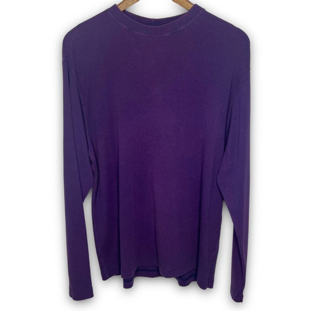 Lands' End Purple Angora Rabbit Hair Blend Crew Neck Long Sleeve Pullover Sweate
